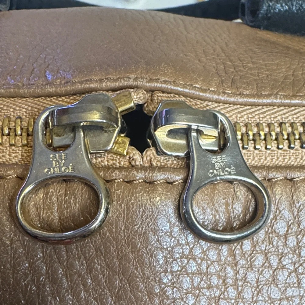 See By Chloe Brown and Black Leather 2 Way Bag - Picture 6 of 10